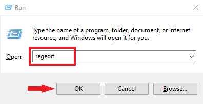 type regedit to run